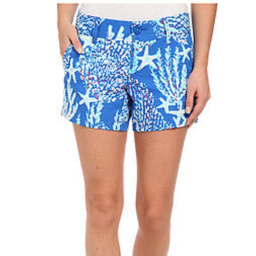 Lilly Pulitzer Callahan Shorts Sz 2 Brewster Blue Good Reef Starfish Sz 2